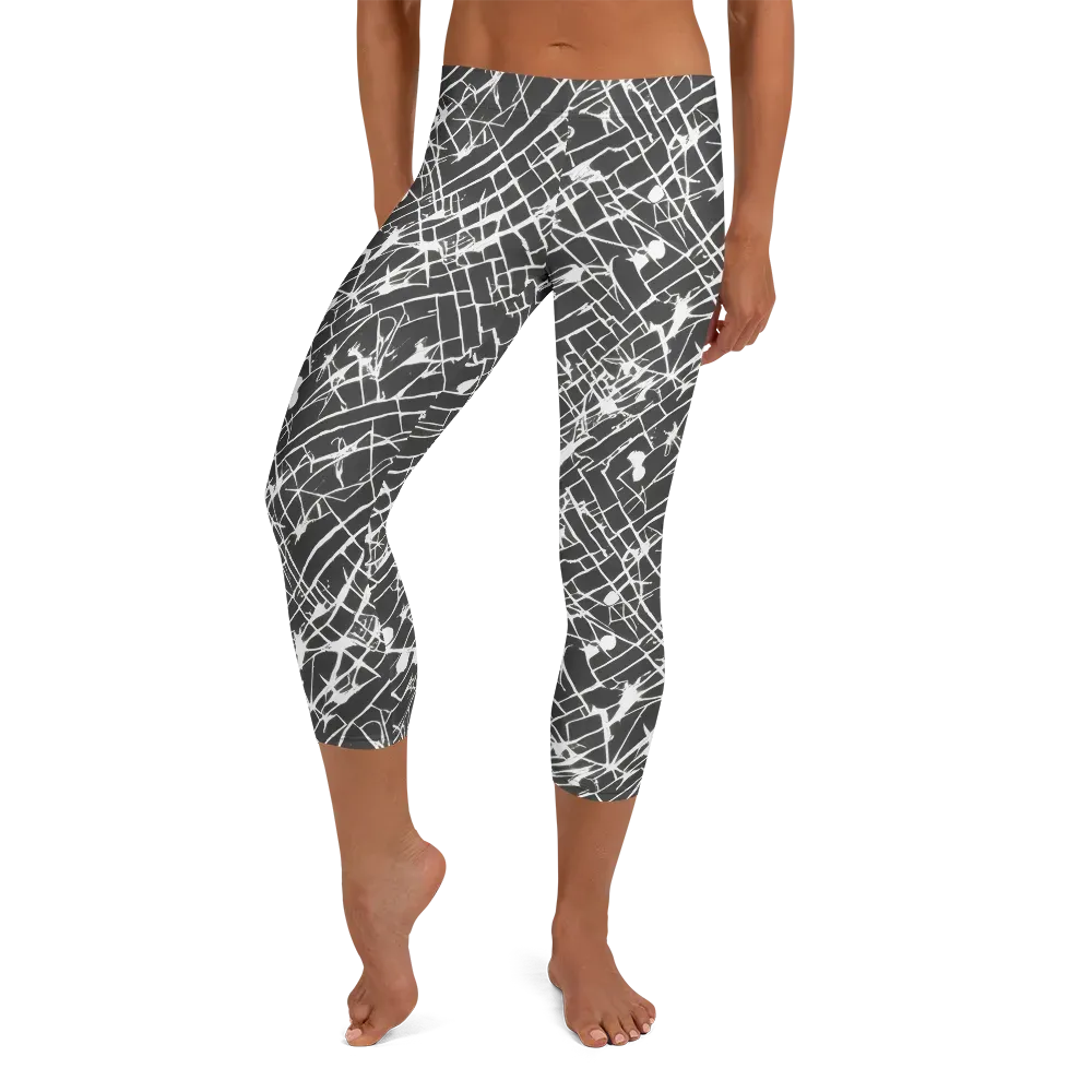 Ink Grid on Capri Leggings — Front