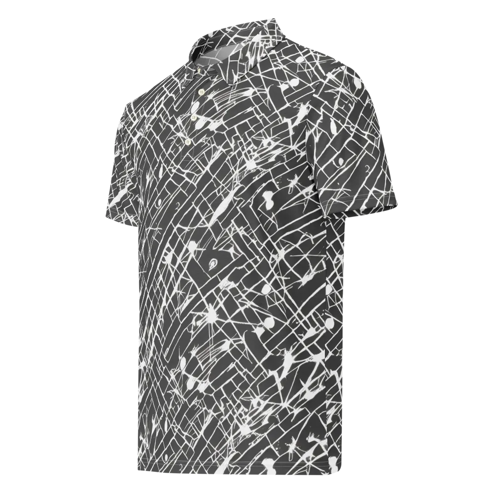 Ink Grid on Men's Slim Fit Polo Shirt — Left Front