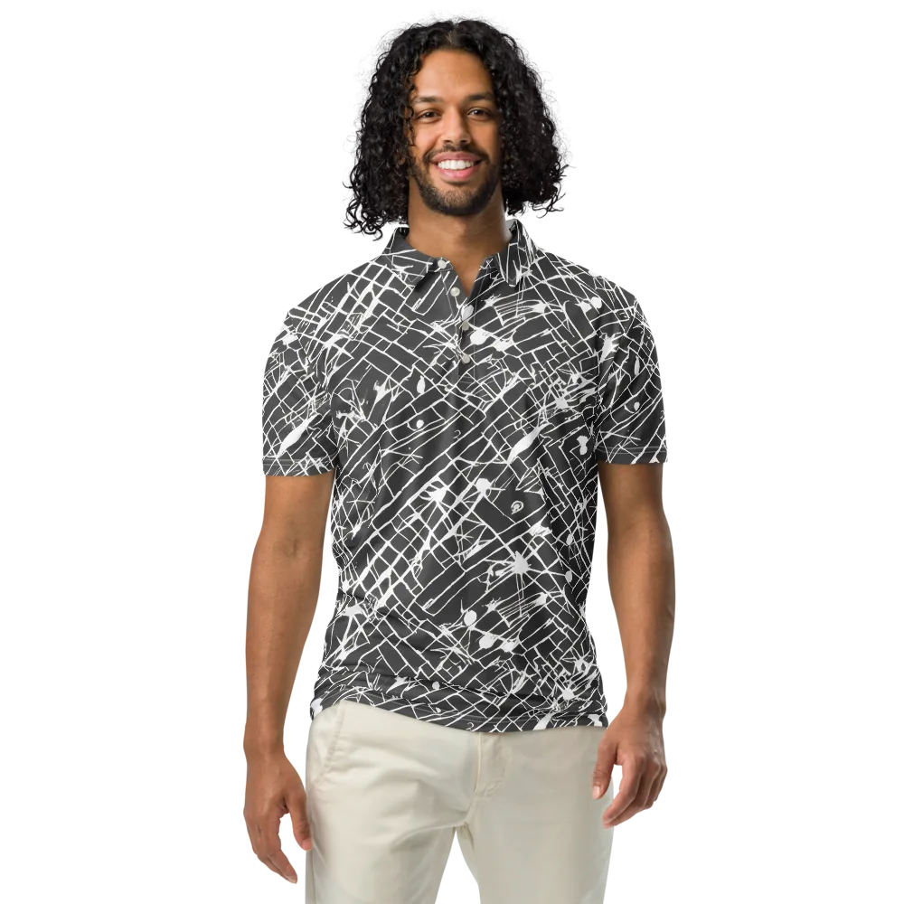 Ink Grid on Men's Slim Fit Polo Shirt — Front