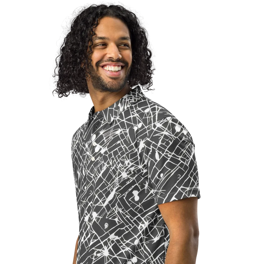 Ink Grid on Men's Slim Fit Polo Shirt — Left Front
