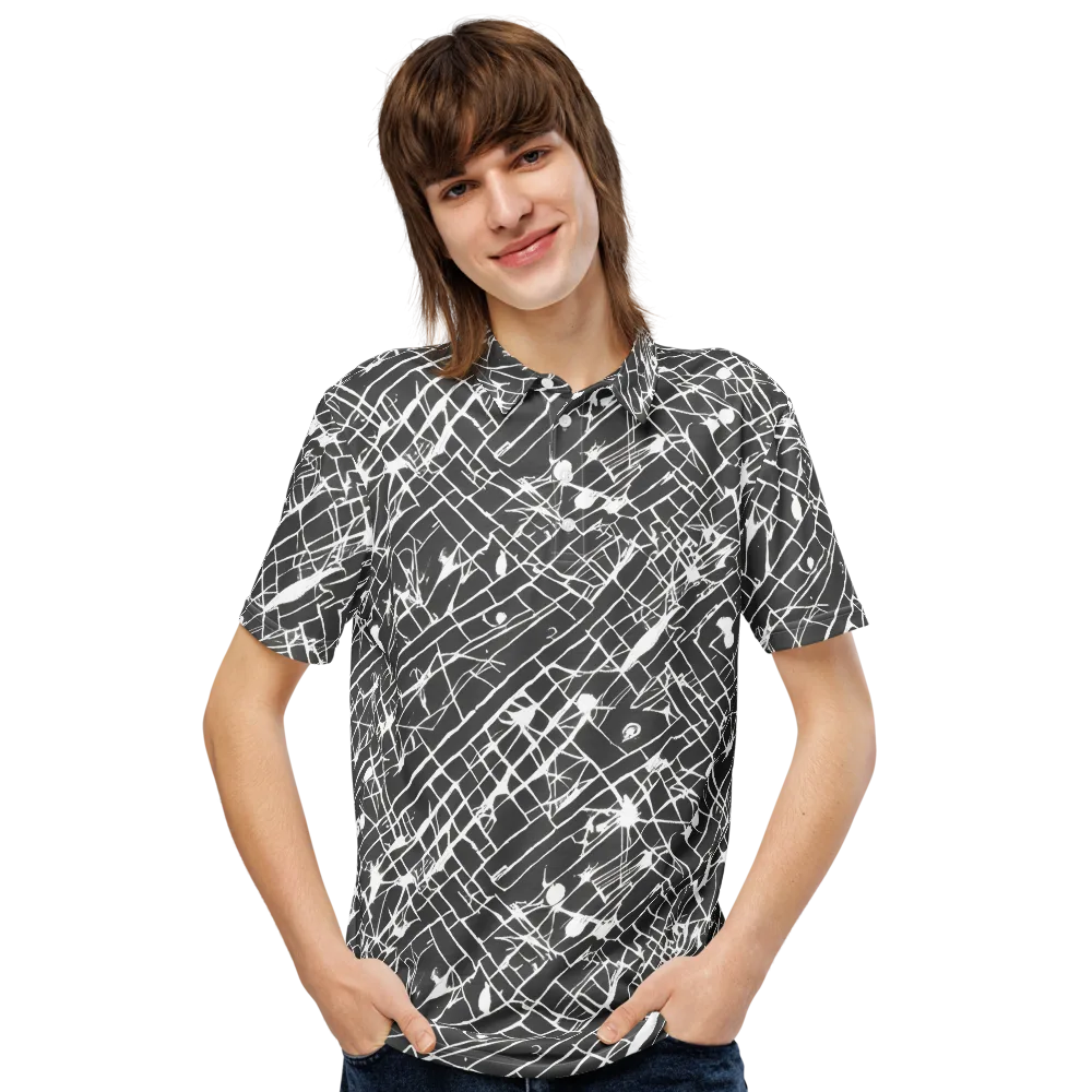 Ink Grid on Men's Slim Fit Polo Shirt — Front
