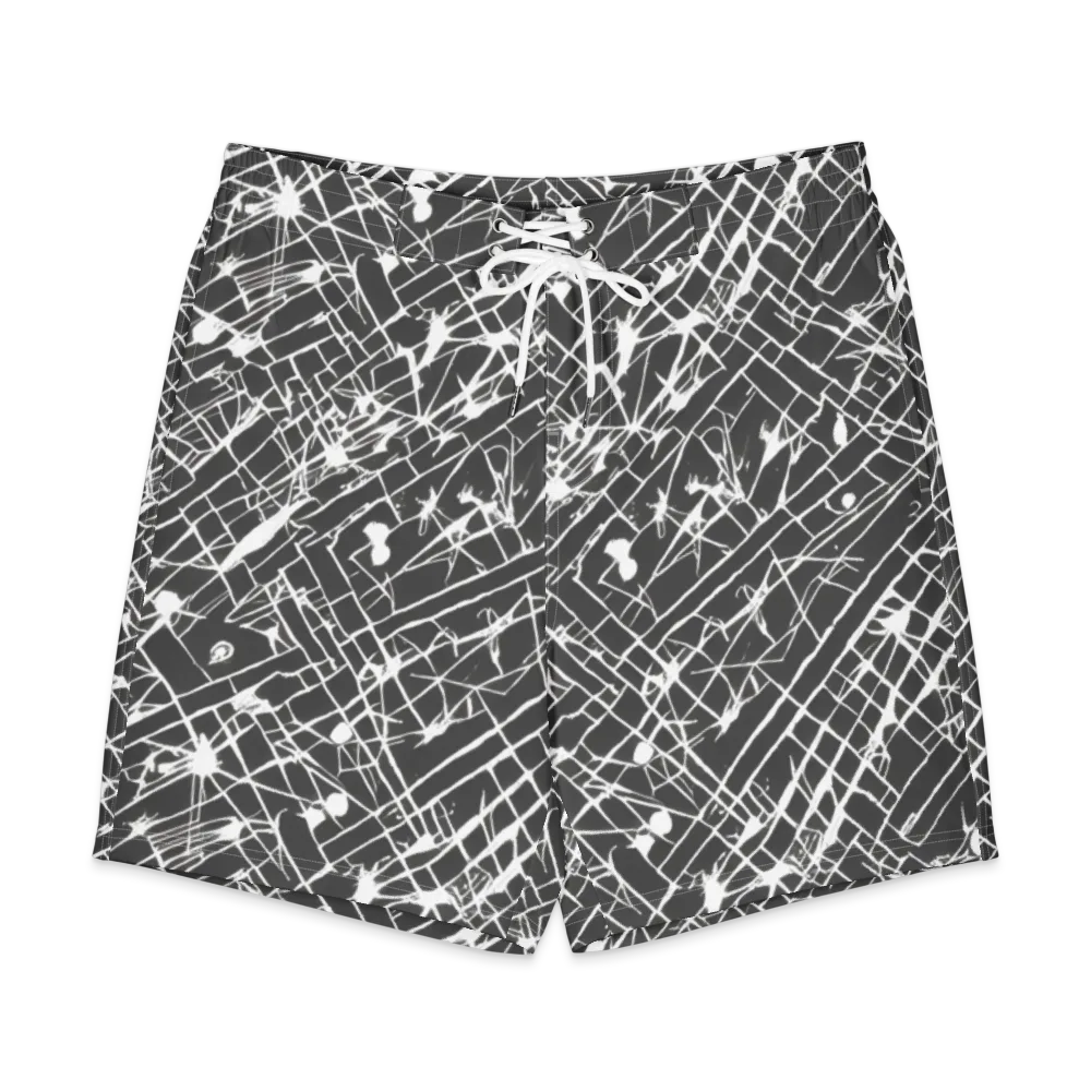 Ink Grid on Men's Board Shorts — Front