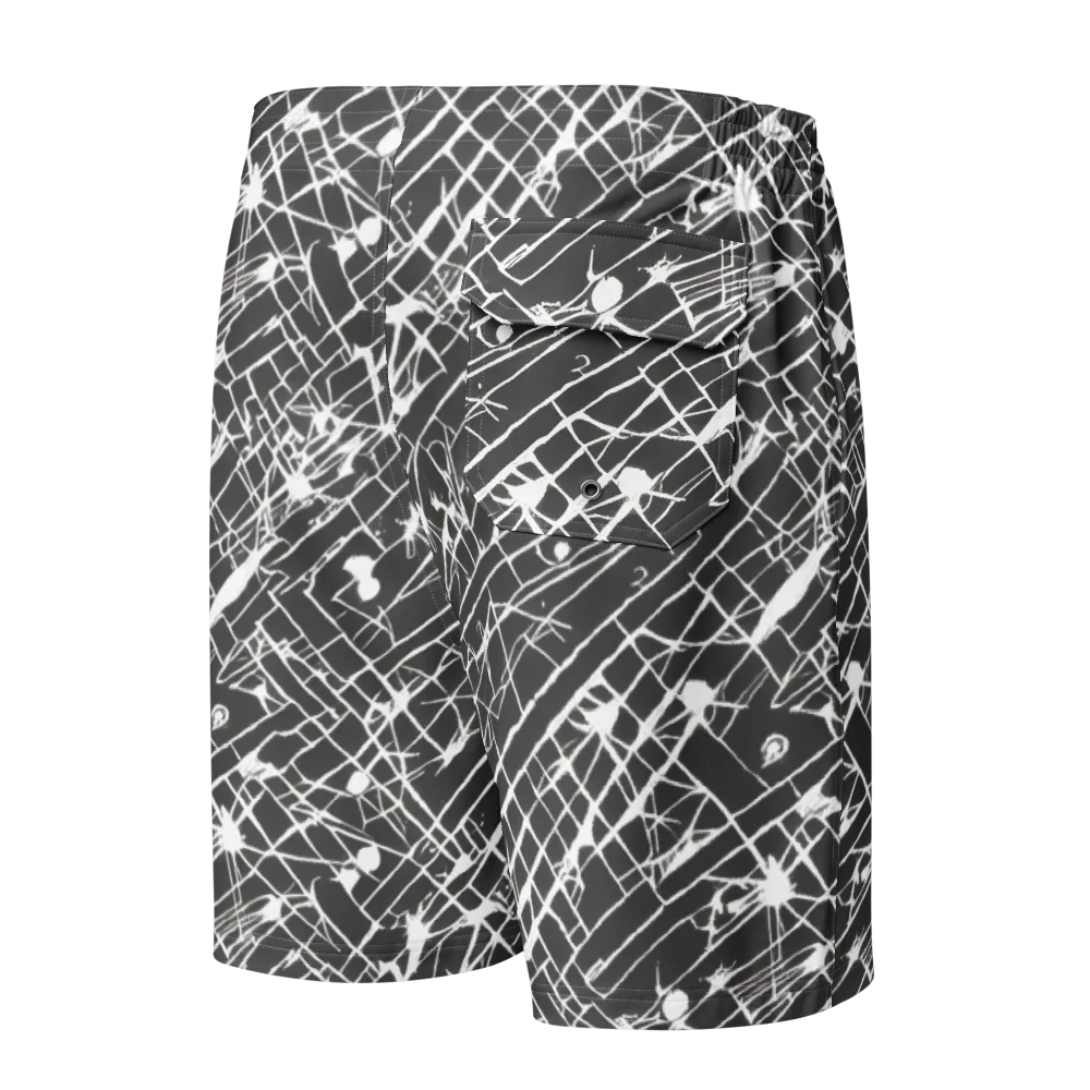 Ink Grid on Men's Board Shorts — Back
