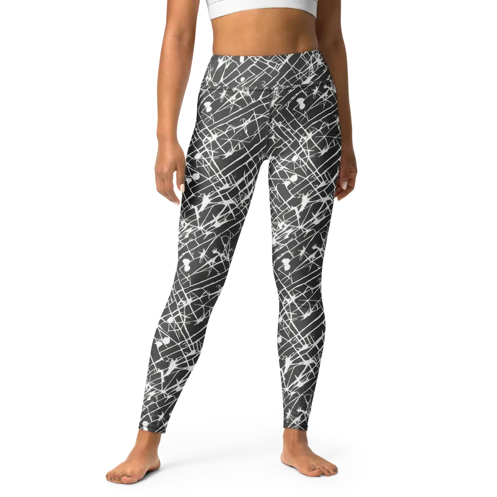 Ink Grid on Yoga Leggings — Front