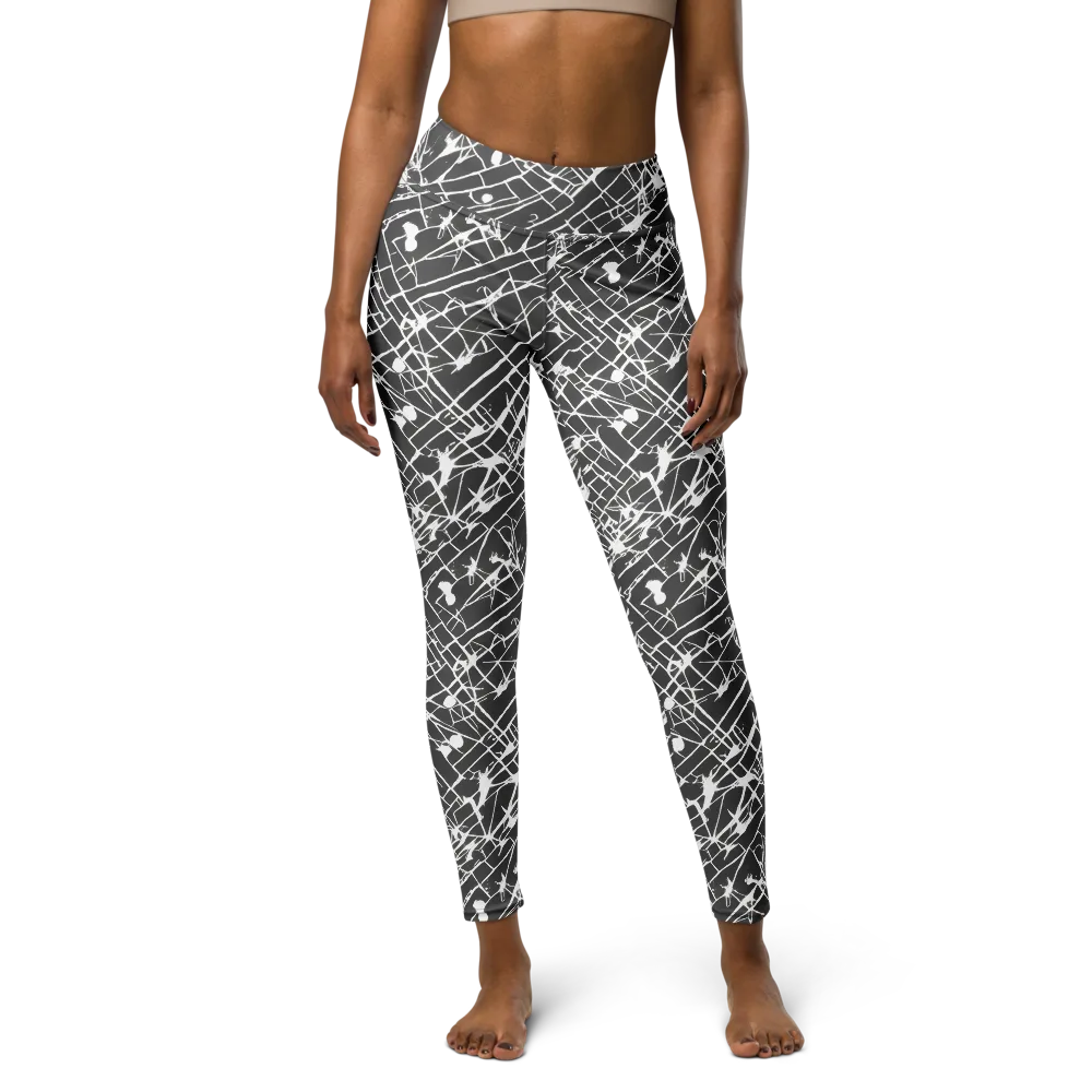 Ink Grid on Yoga Leggings — Front