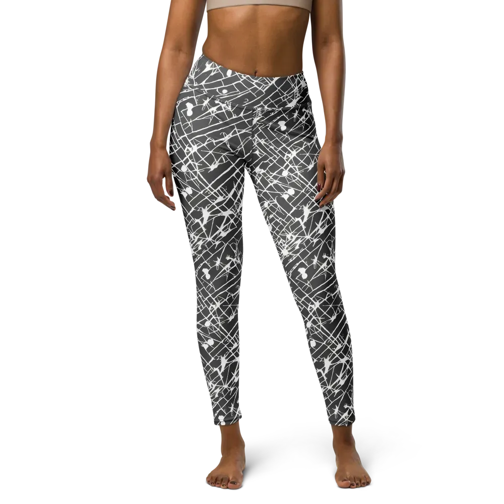 Ink Grid on Yoga Leggings — Front