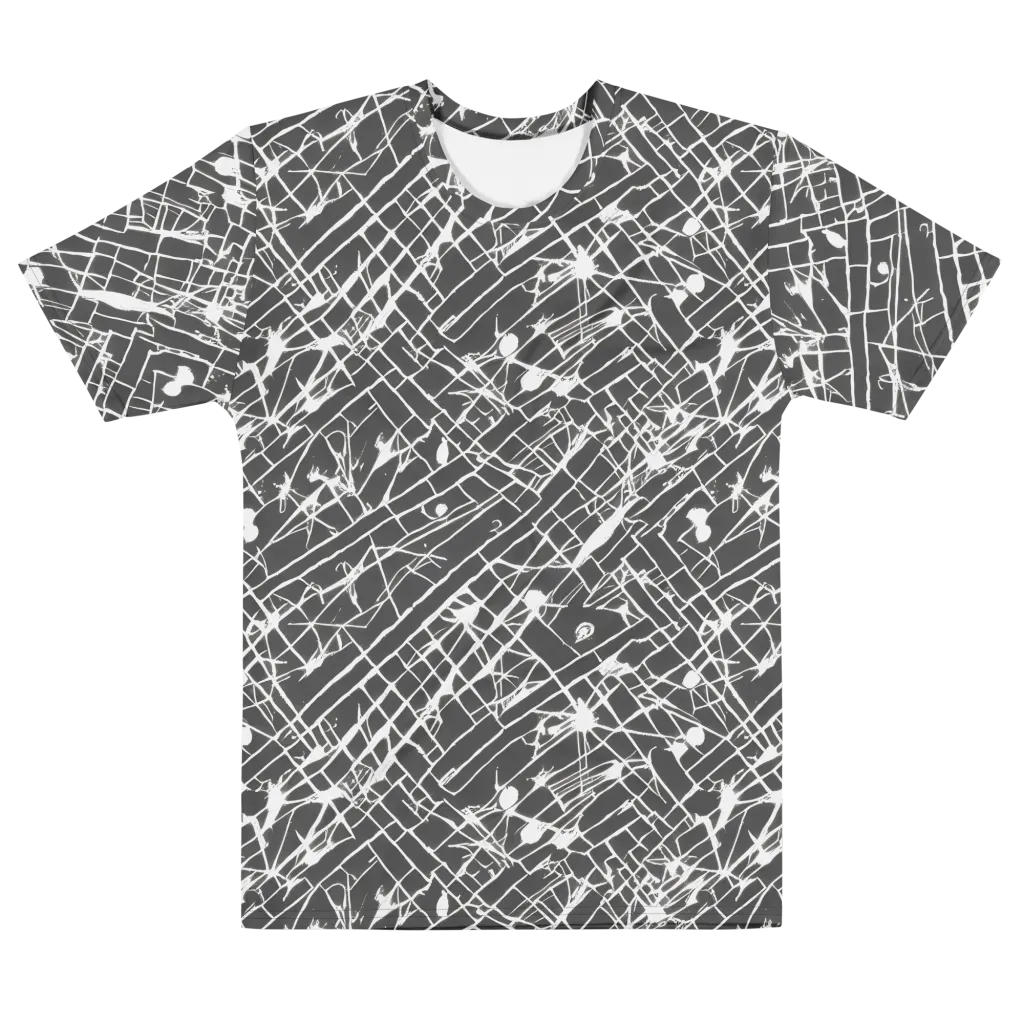 Ink Grid on Men's Cotton Crew Neck T-Shirt — Front