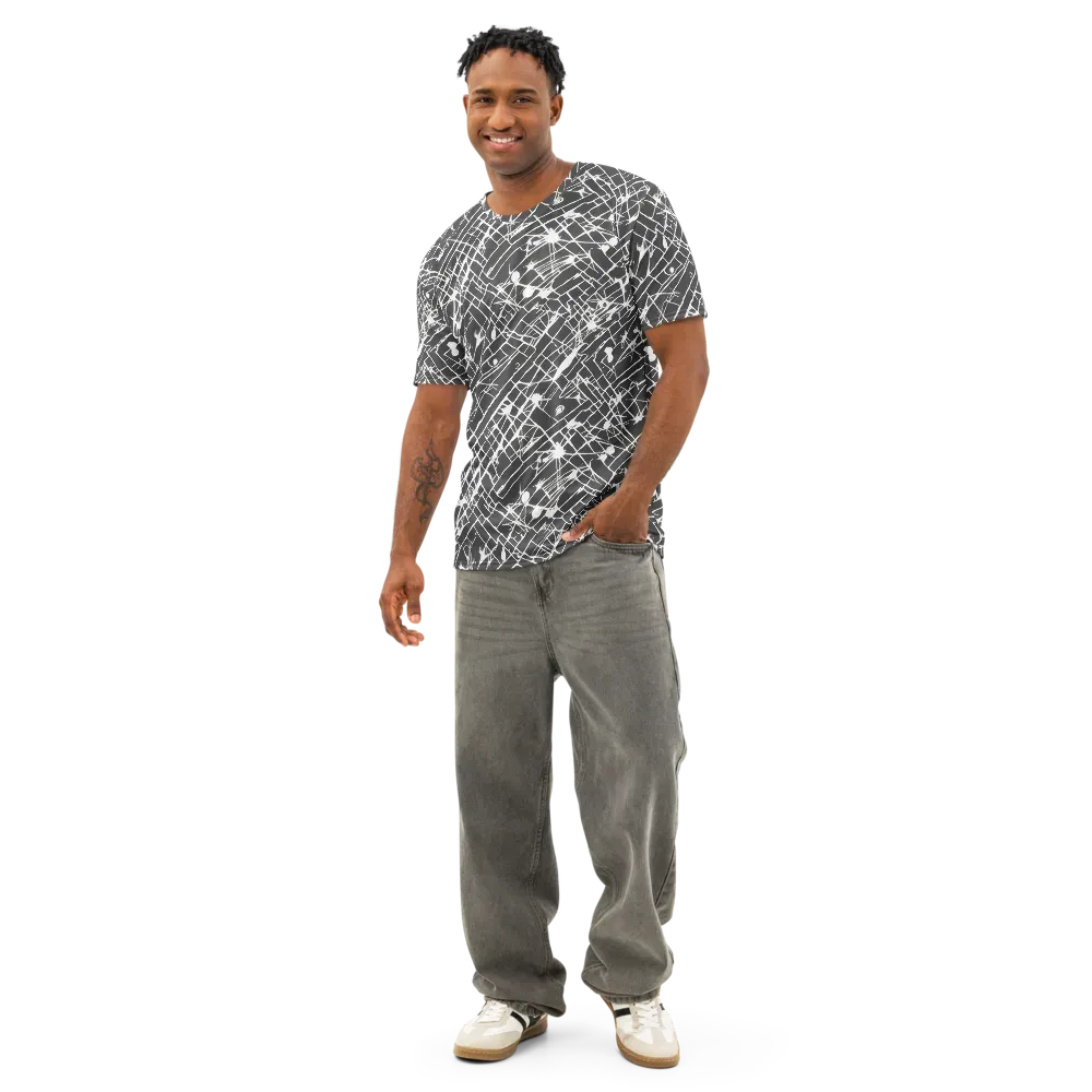 Ink Grid on Men's Cotton Crew Neck T-Shirt — Front