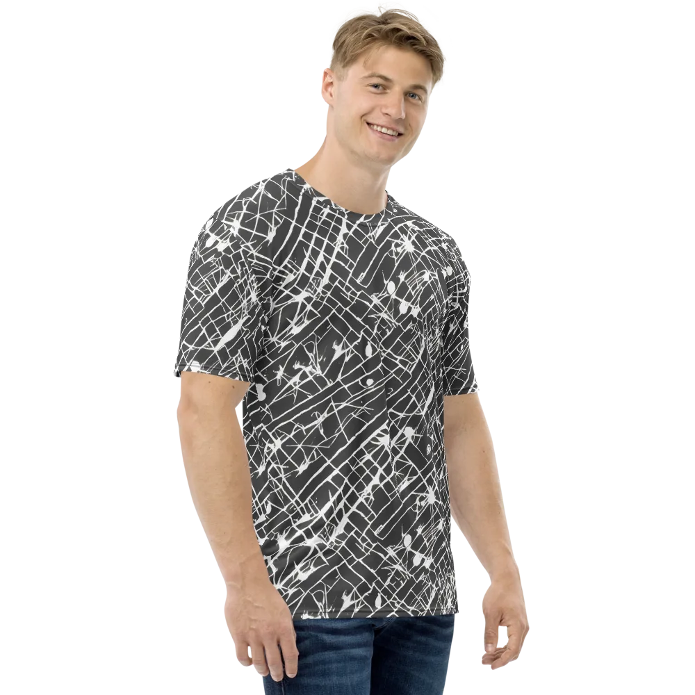Ink Grid on Men's Crew Neck T-Shirt — Right