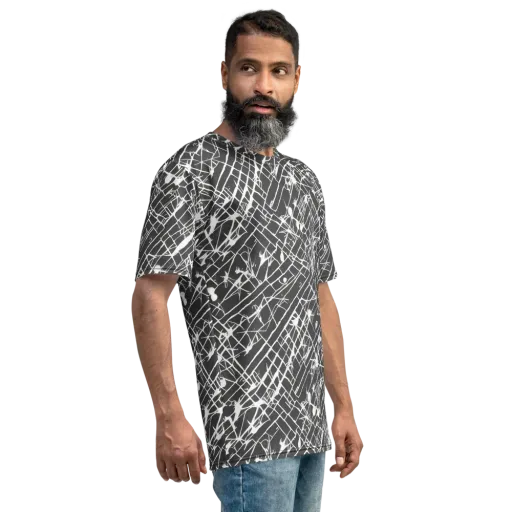 Ink Grid on a Men's Crew Neck T-Shirt