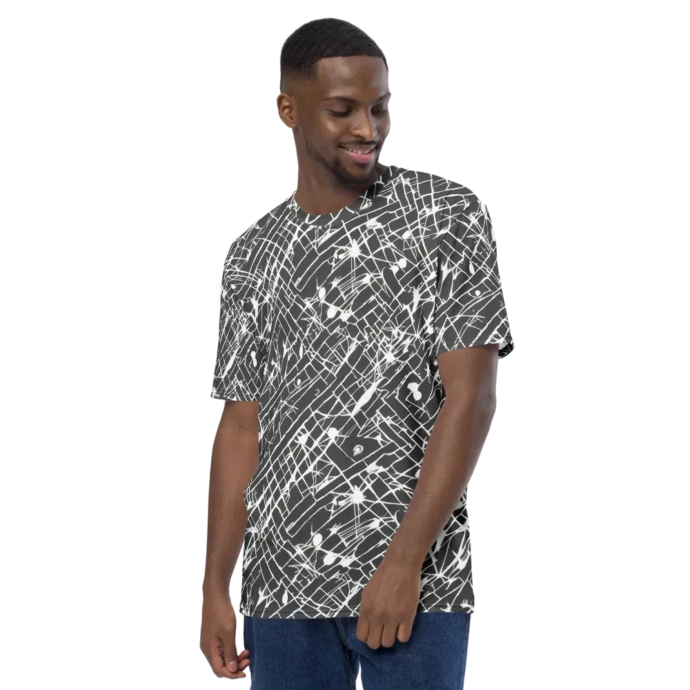 Ink Grid on Men's Crew Neck T-Shirt — Left