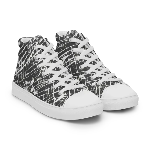 Ink Grid on a Men's High Top Canvas Shoes