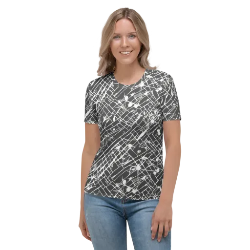 Ink Grid on a Women's Crew Neck T-Shirt