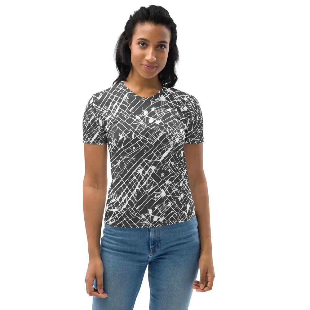 Ink Grid on Women's Crew Neck T-Shirt — Front