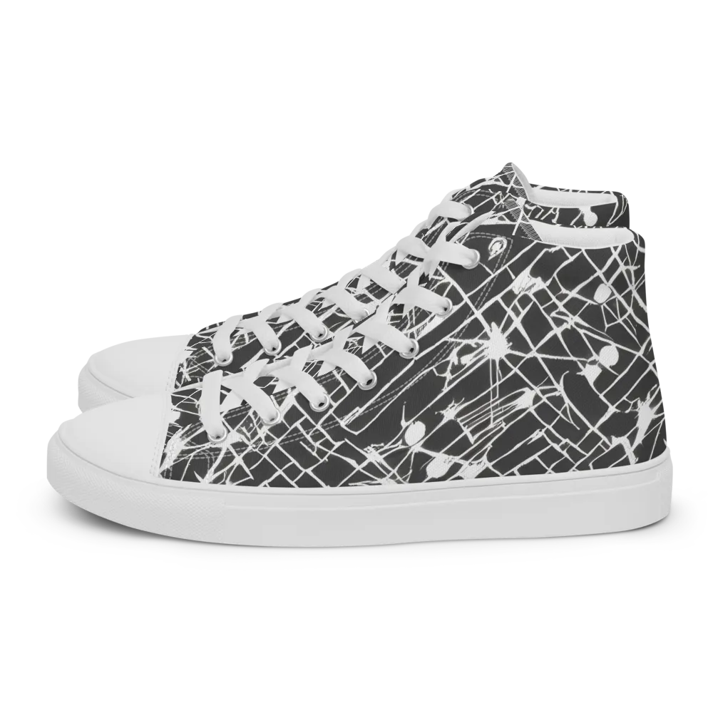 Ink Grid on Women's High Top Canvas Shoes — Left