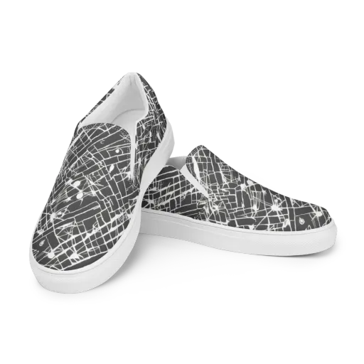 Ink Grid on a Men's Slip-On Canvas Shoes