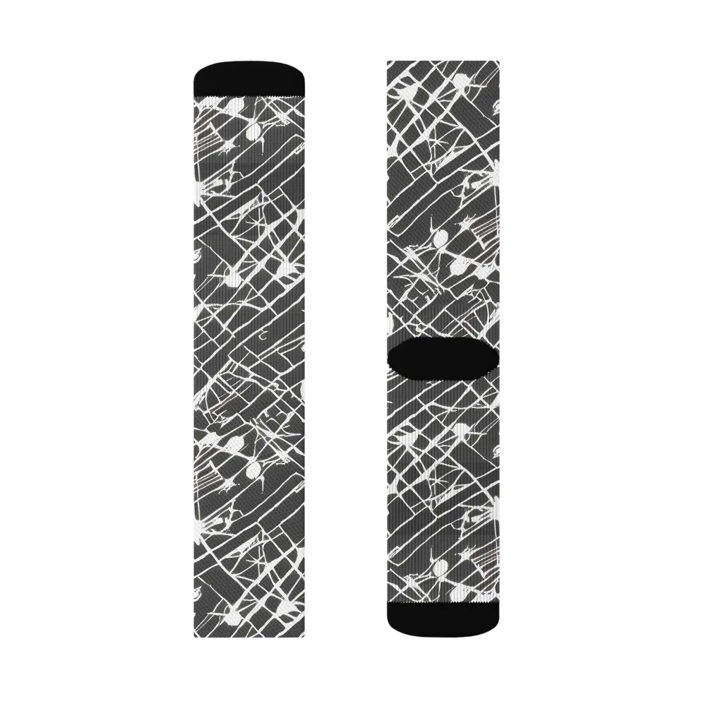 Ink Grid on Socks — Left Sock