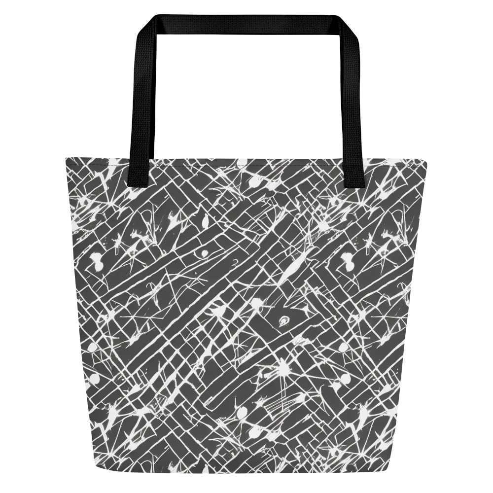 Ink Grid on Large Tote Bag W/ Pocket — Front