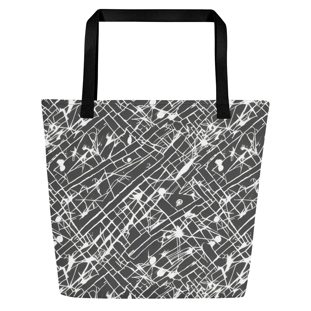 Ink Grid on Large Tote Bag W/ Pocket — Front