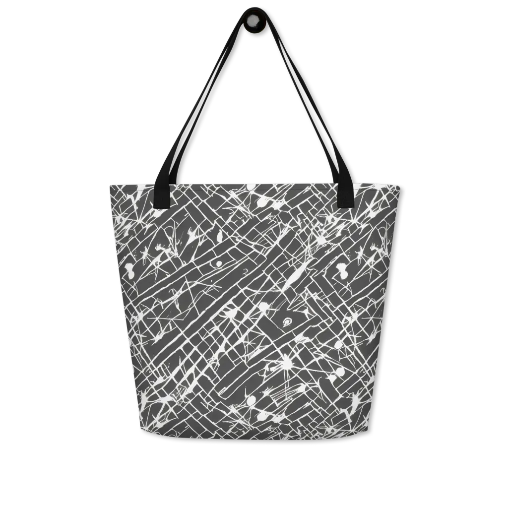 Ink Grid on Large Tote Bag W/ Pocket — Front
