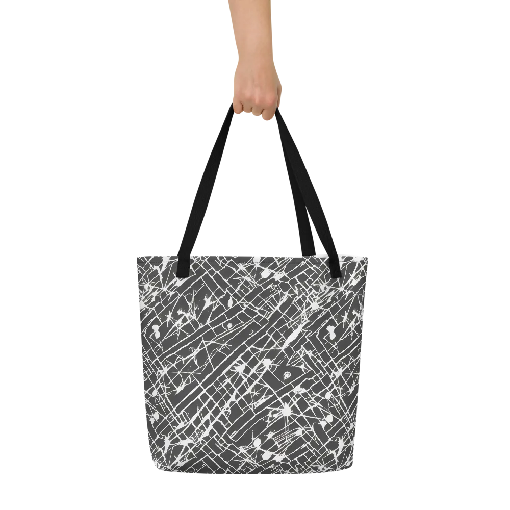 Ink Grid on Large Tote Bag W/ Pocket — Front