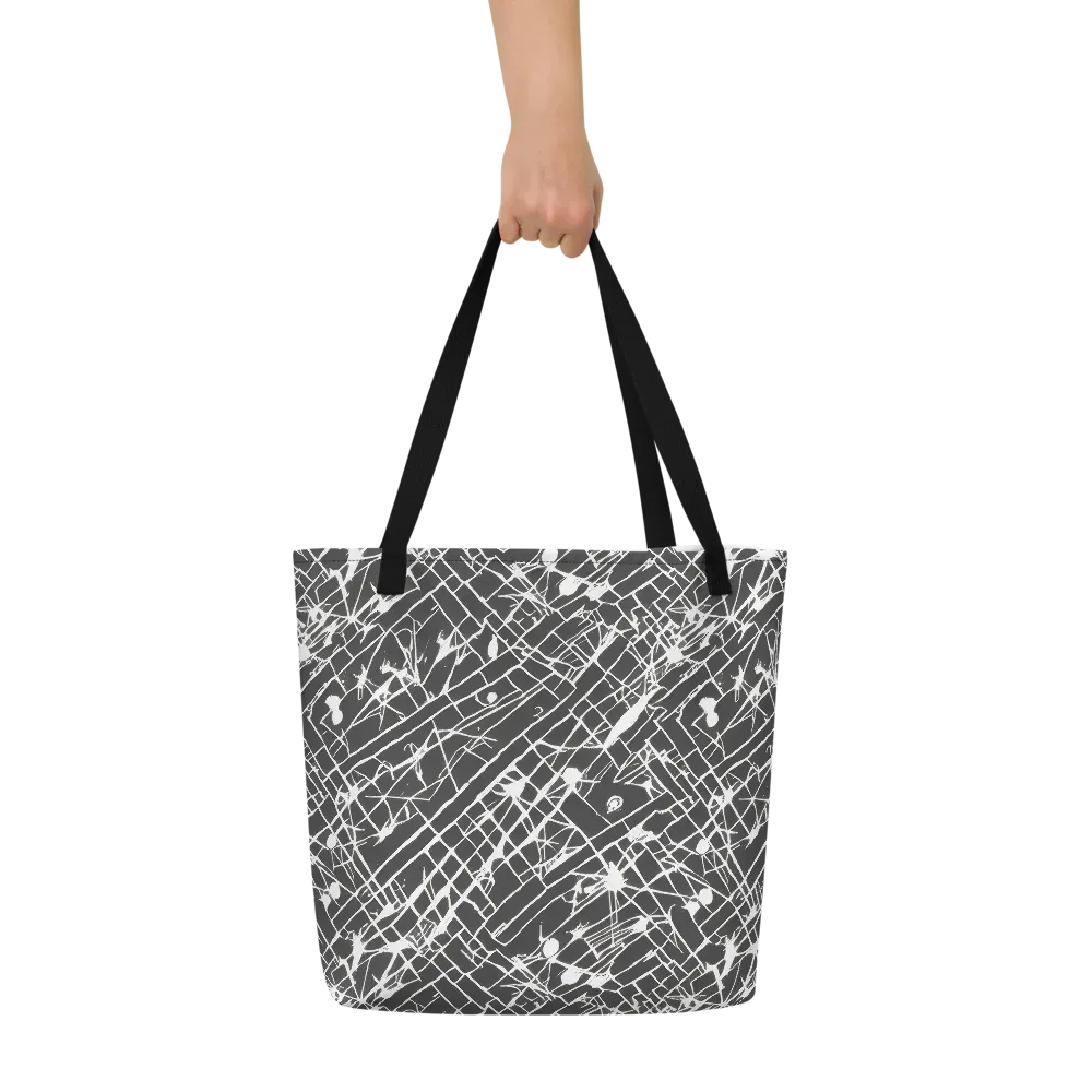 Ink Grid on Large Tote Bag W/ Pocket — Front