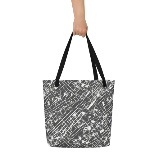 Ink Grid on a Large Tote Bag W/ Pocket