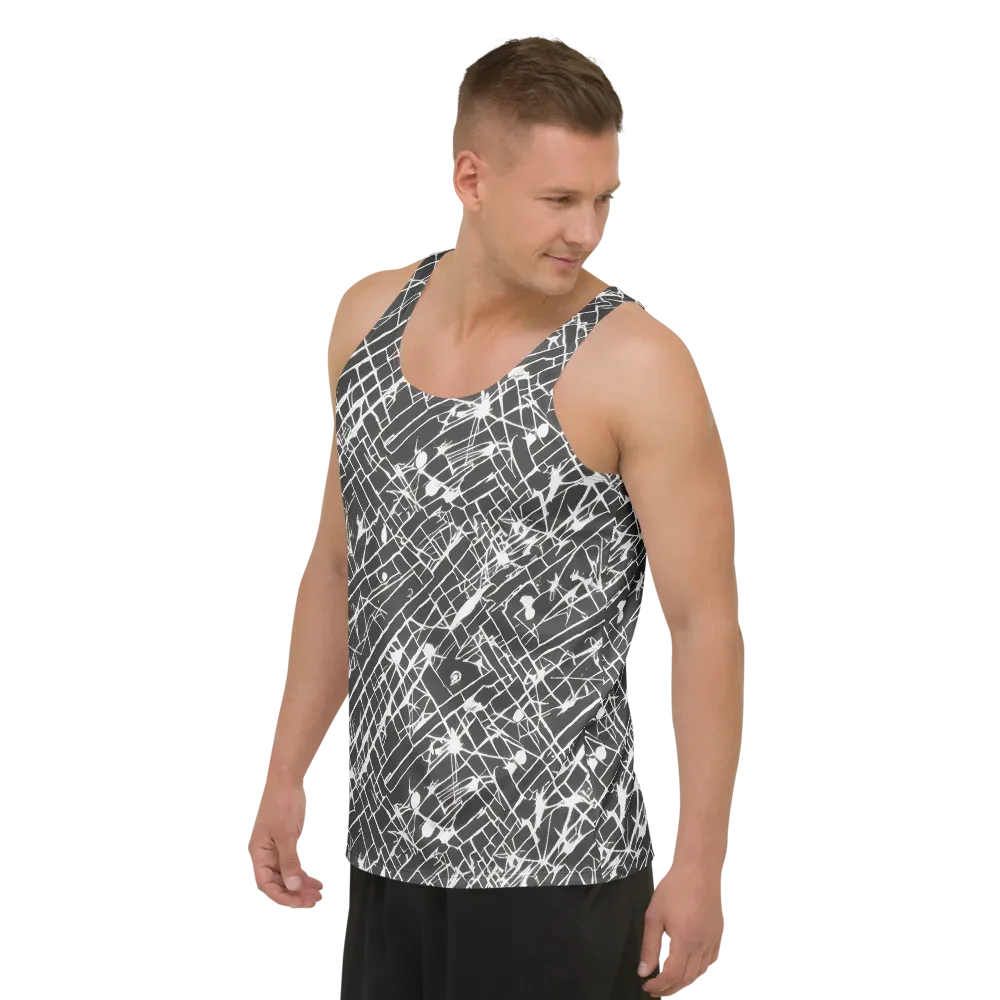 Ink Grid on Men's Tank Top — Left Front