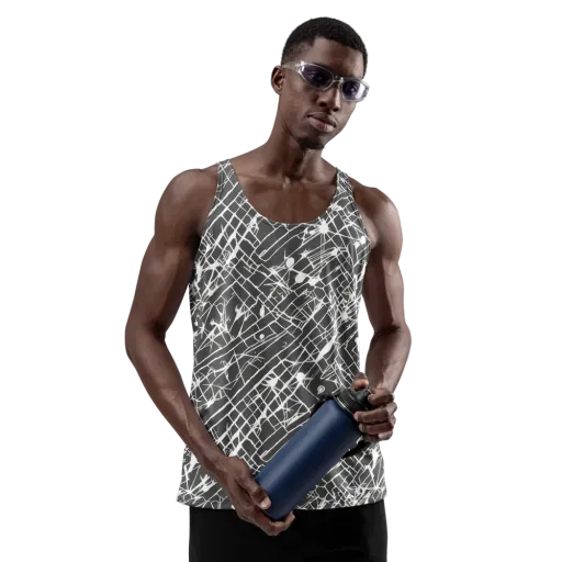 Ink Grid on a Men's Tank Top