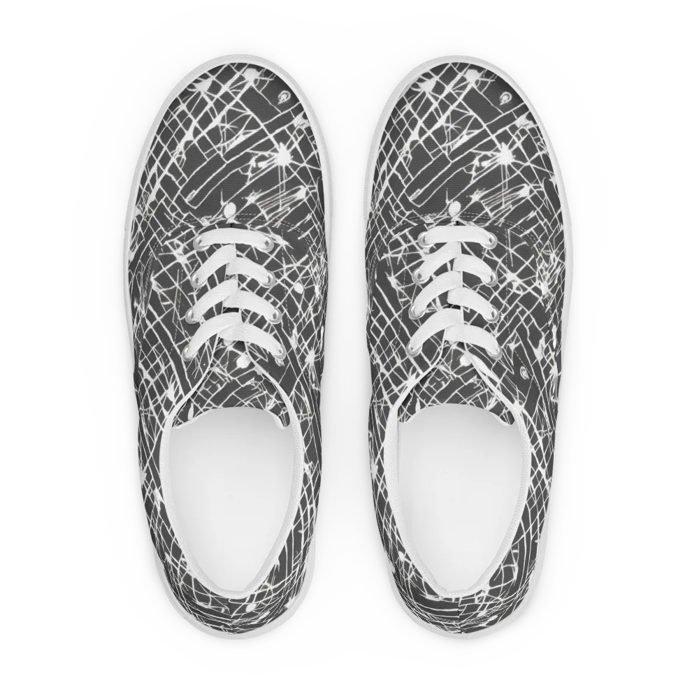 Ink Grid on Men's Lace-Up Canvas Shoes — Front