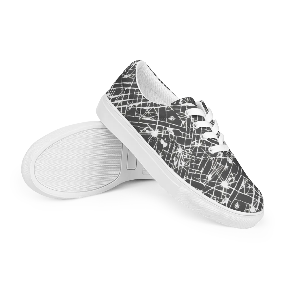 Ink Grid on Men's Lace-Up Canvas Shoes — Right Front