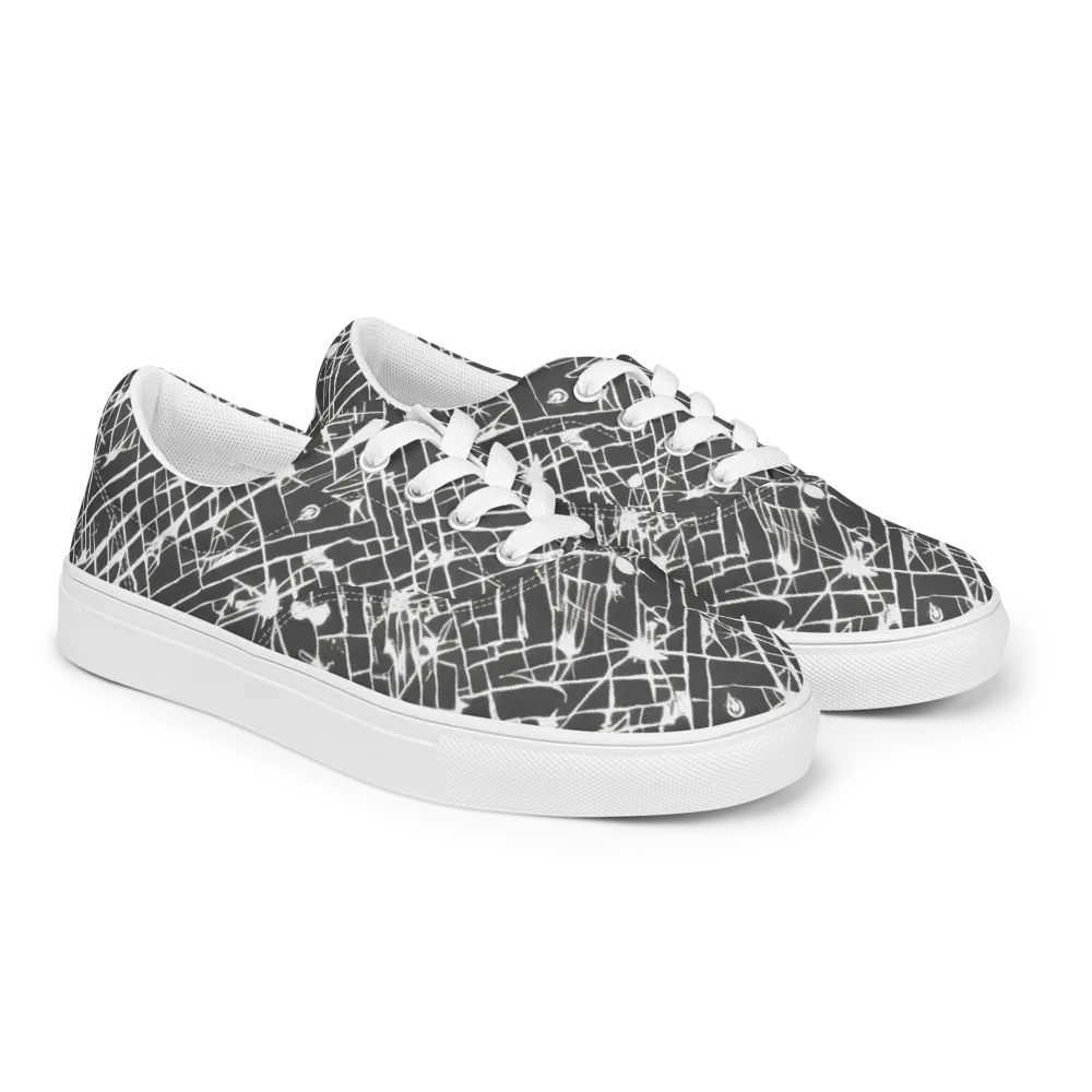 Ink Grid on Men's Lace-Up Canvas Shoes — Right Front
