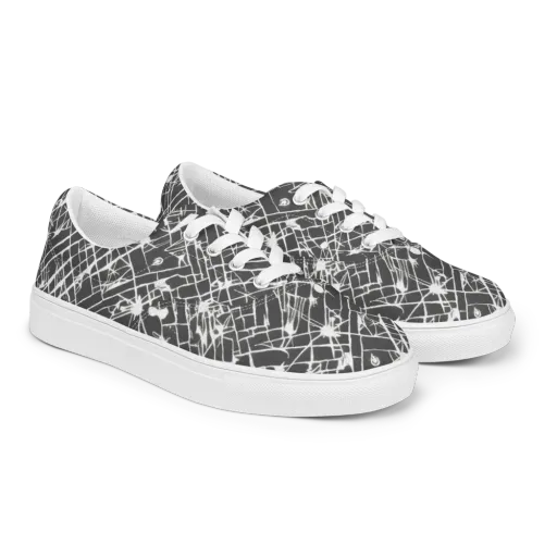 Ink Grid on a Men's Lace-Up Canvas Shoes