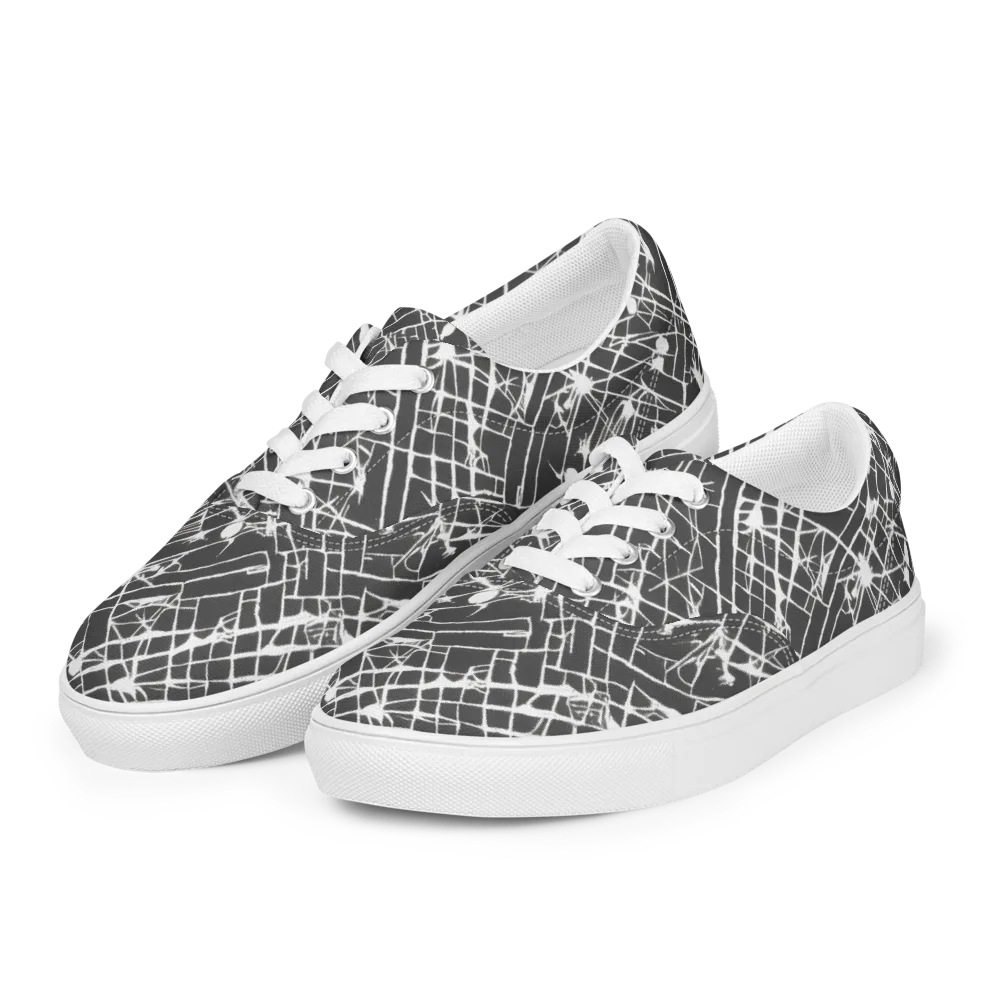 Ink Grid on Men's Lace-Up Canvas Shoes — Left Front