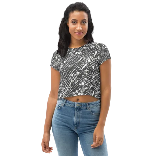 Ink Grid on a Crop Tee