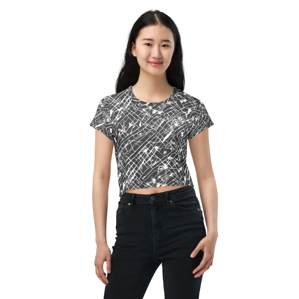 Ink Grid on Crop Tee — Front