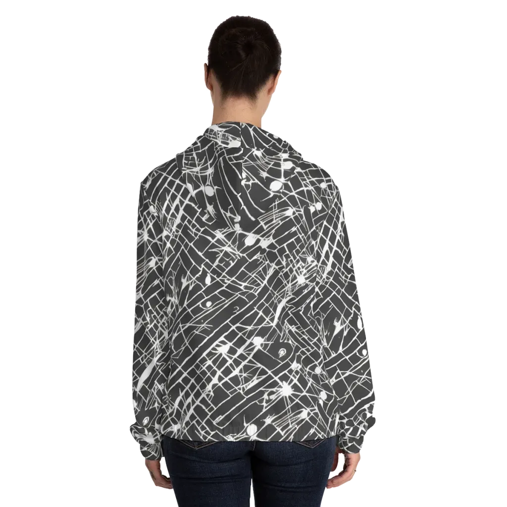 Ink Grid on Women's Full-Zip Hoodie — Back On Person