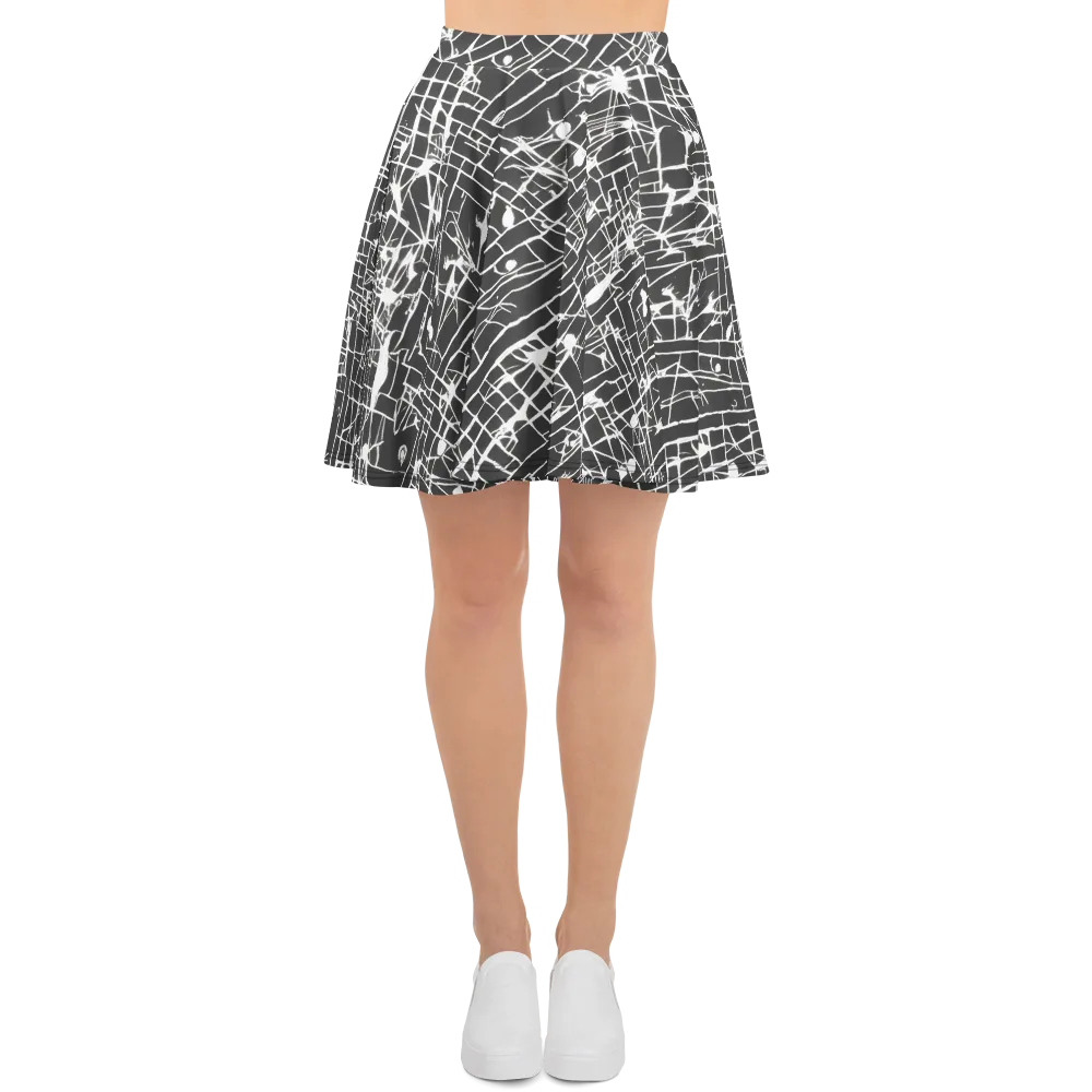 Ink Grid on Skater Skirt — Front
