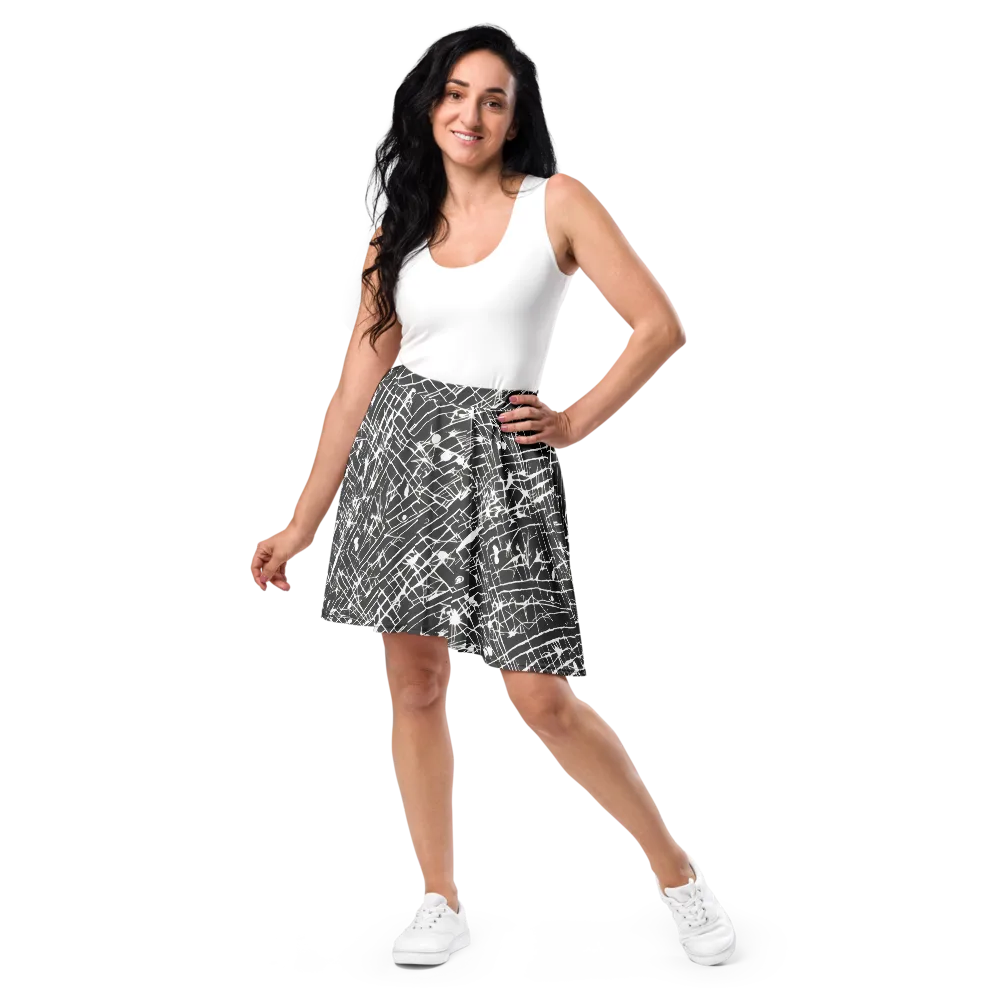 Ink Grid on Skater Skirt — Front