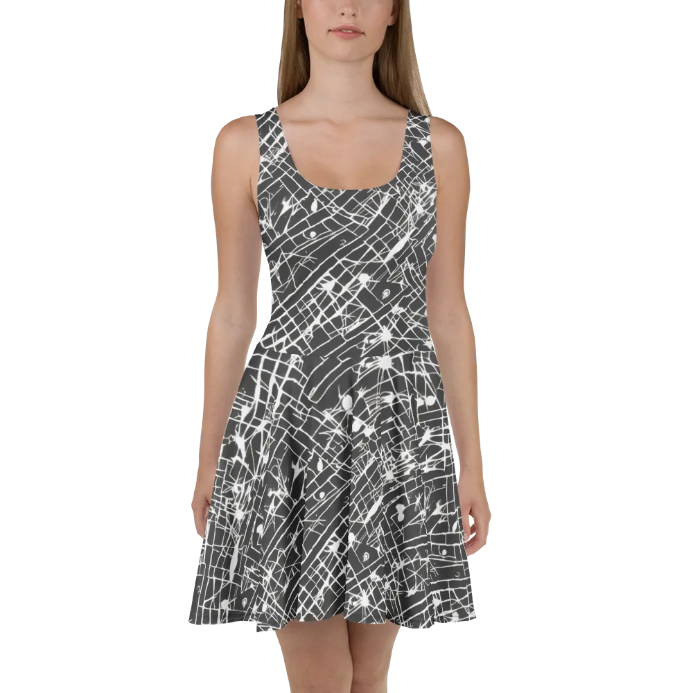 Ink Grid on Skater Dress — Front