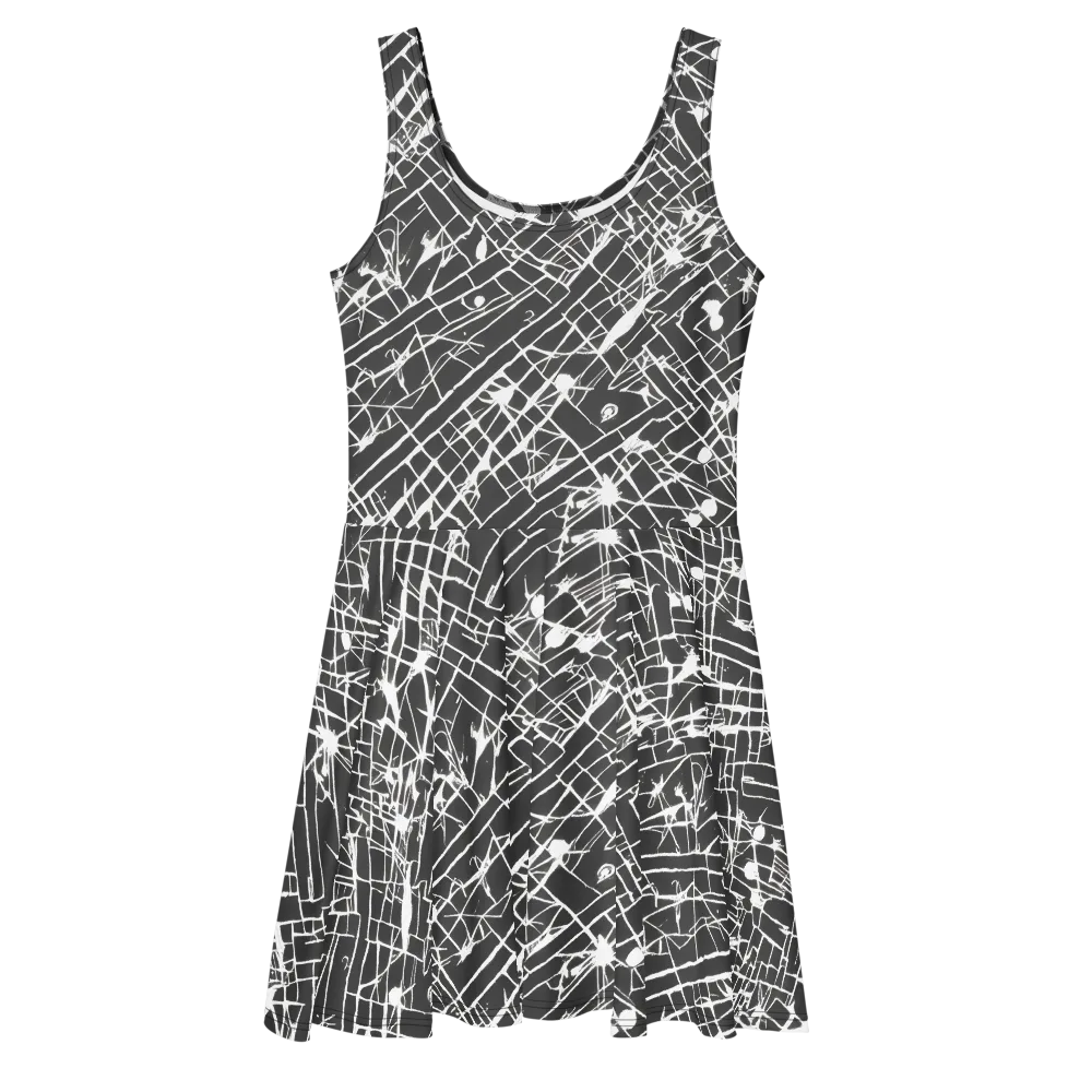 Ink Grid on Skater Dress — Front