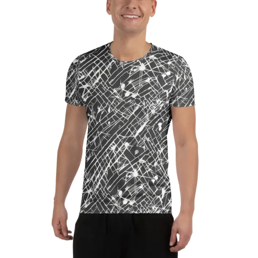 Ink Grid on a Men's Athletic T-Shirt