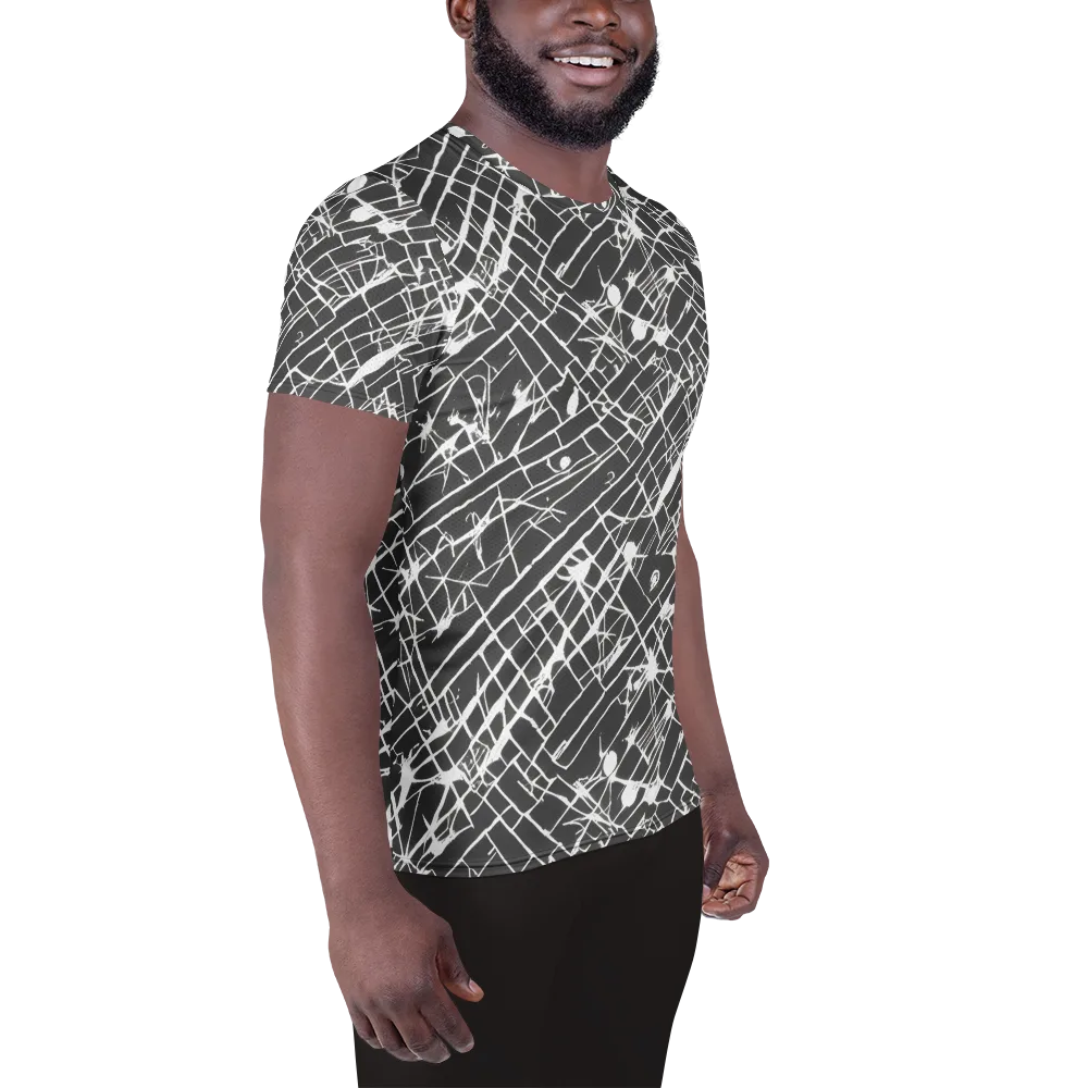 Ink Grid on Men's Athletic T-Shirt — Right