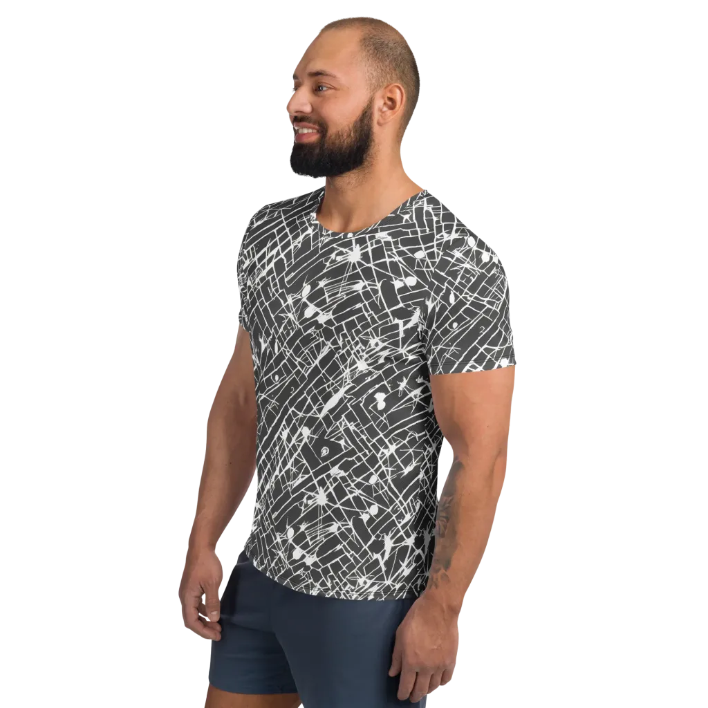 Ink Grid on Men's Athletic T-Shirt — Left