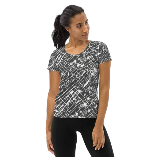 Ink Grid on a Women's Athletic T-Shirt