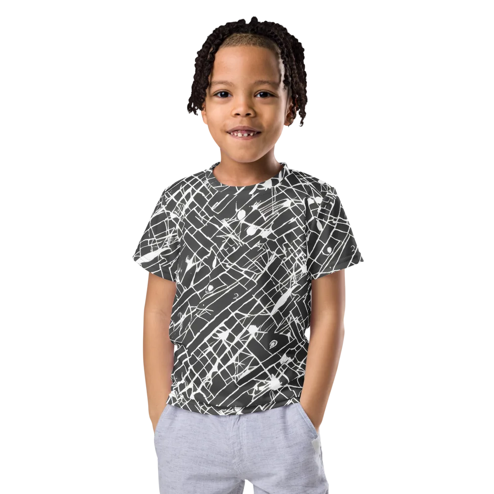 Ink Grid on Kids Crew Neck T-Shirt — Front