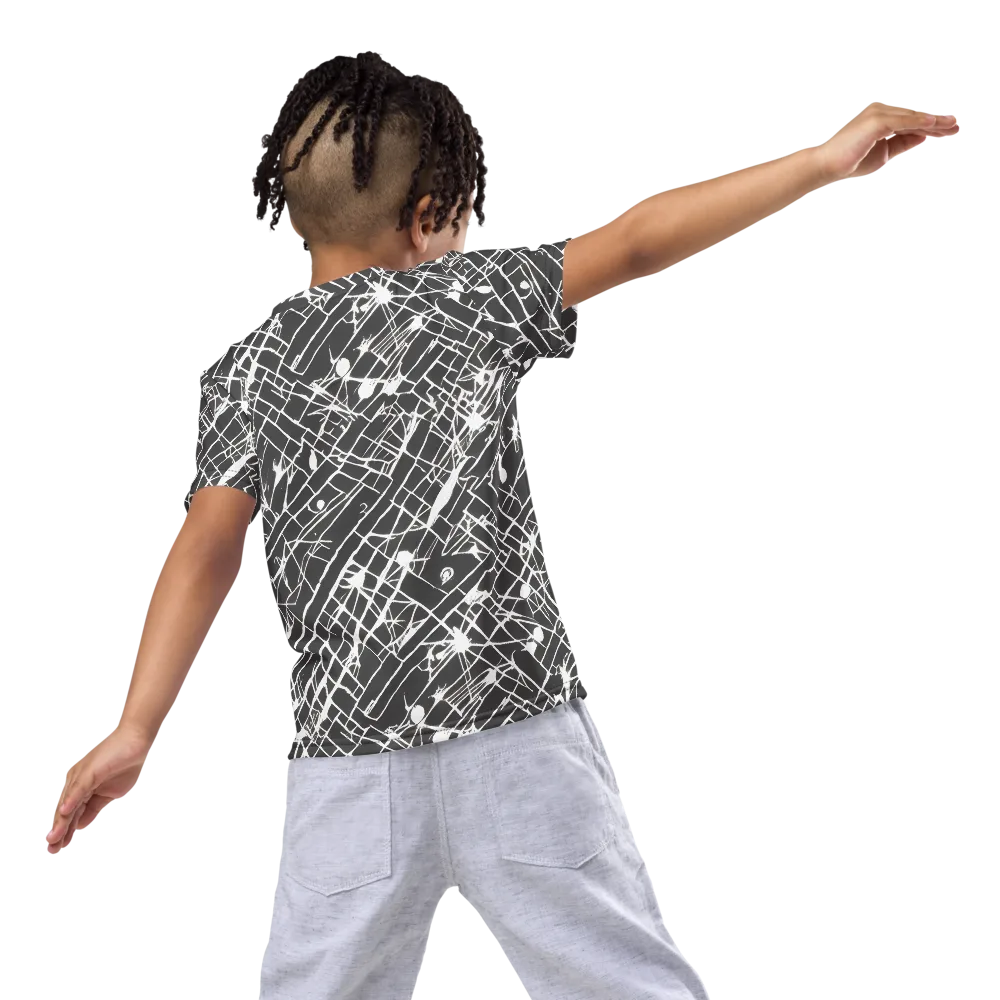Ink Grid on Kids Crew Neck T-Shirt — Back