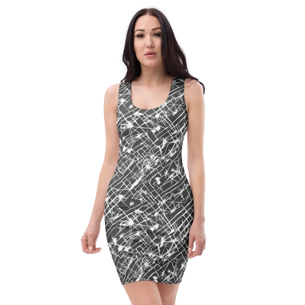 Ink Grid on Bodycon Dress — Front