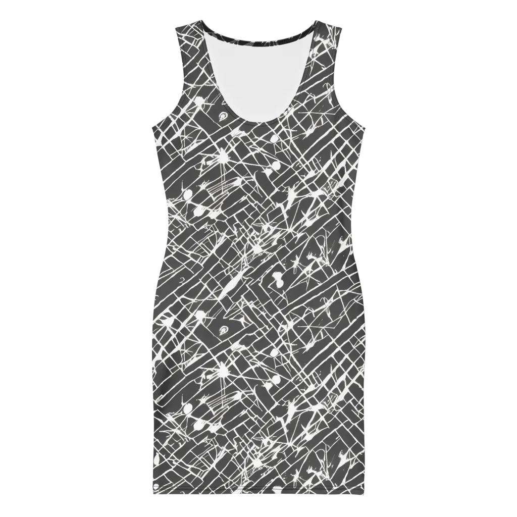 Ink Grid on Bodycon Dress — Front