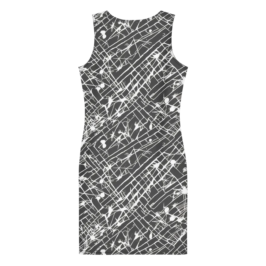 Ink Grid on Bodycon Dress — Back